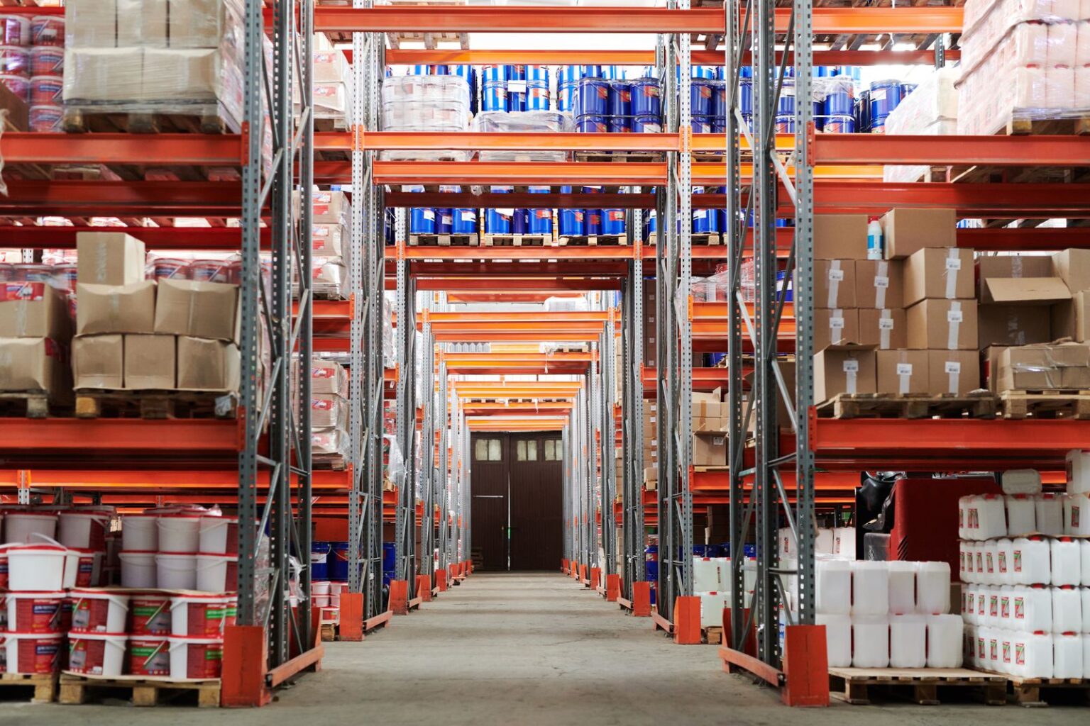 Organized Quakertown warehouse aisle for designer furniture storage